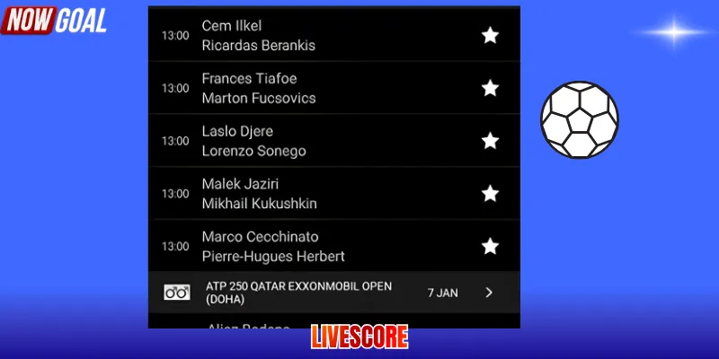 Livescore cập nhật nhanh chóng